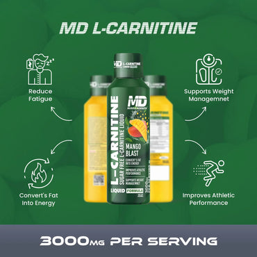 MD L-Carnitine Liquid | 3000 mg L-Carnitine | 500 mg L-Arginine