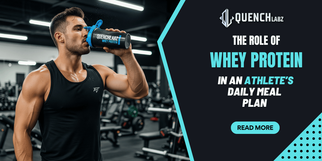 an Athlete drinking QuenchLabz whey protein