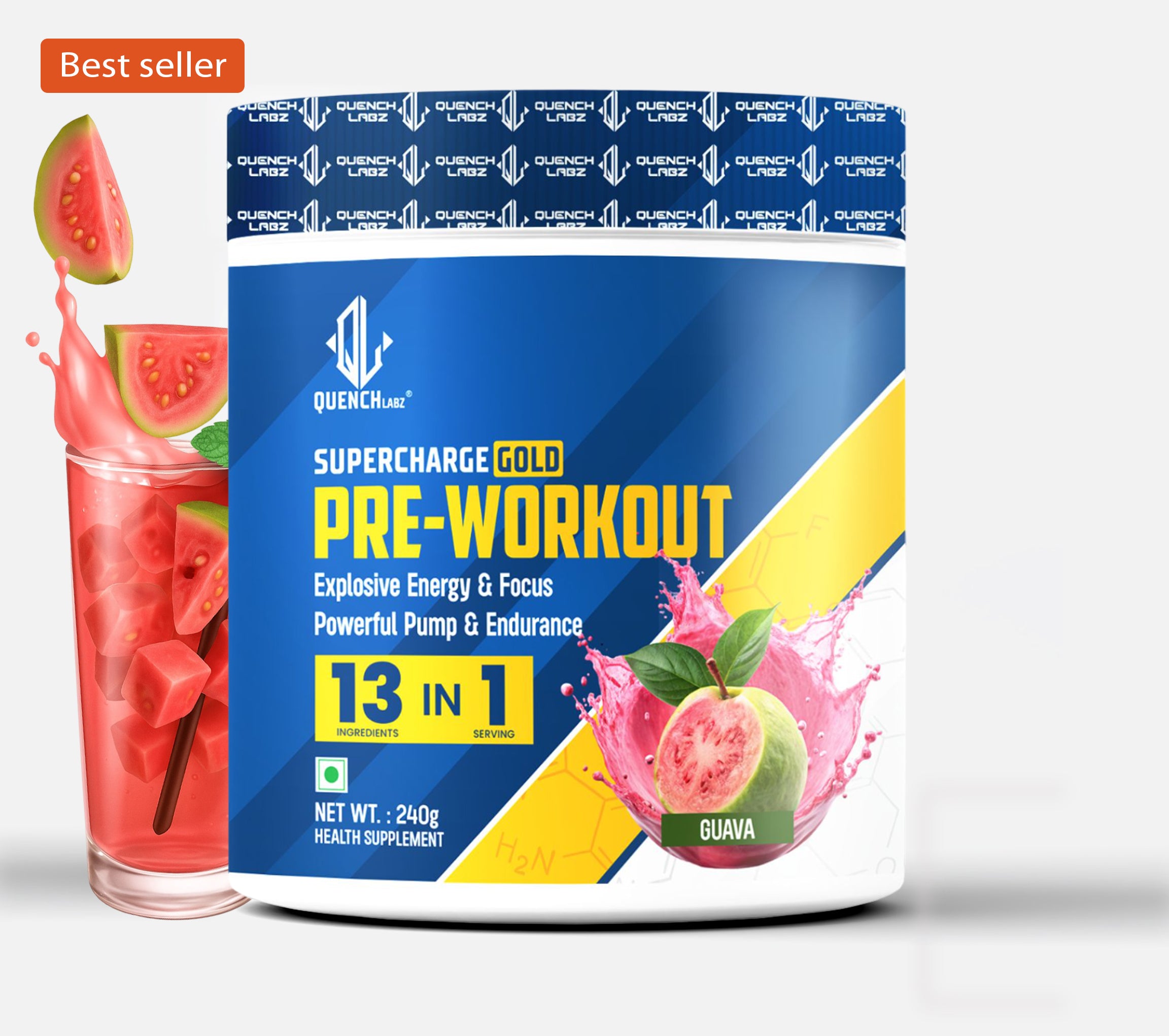 Supercharge Gold Pre Workout | Energy, Focus, Pump, Strength & Endurance Pre Workout