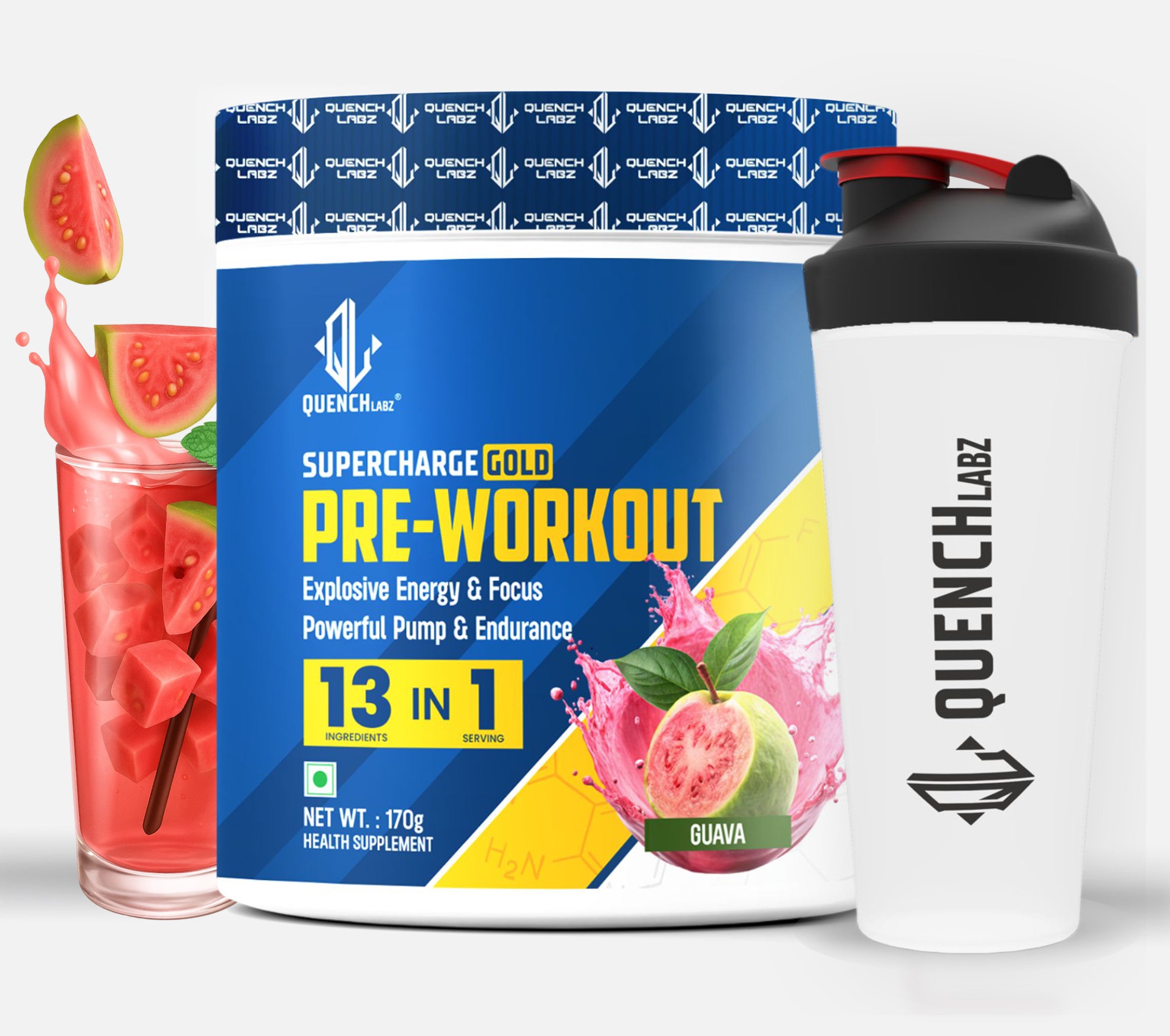 Supercharge Gold Pre Workout | Energy, Focus, Pump, Strength & Endurance Pre Workout