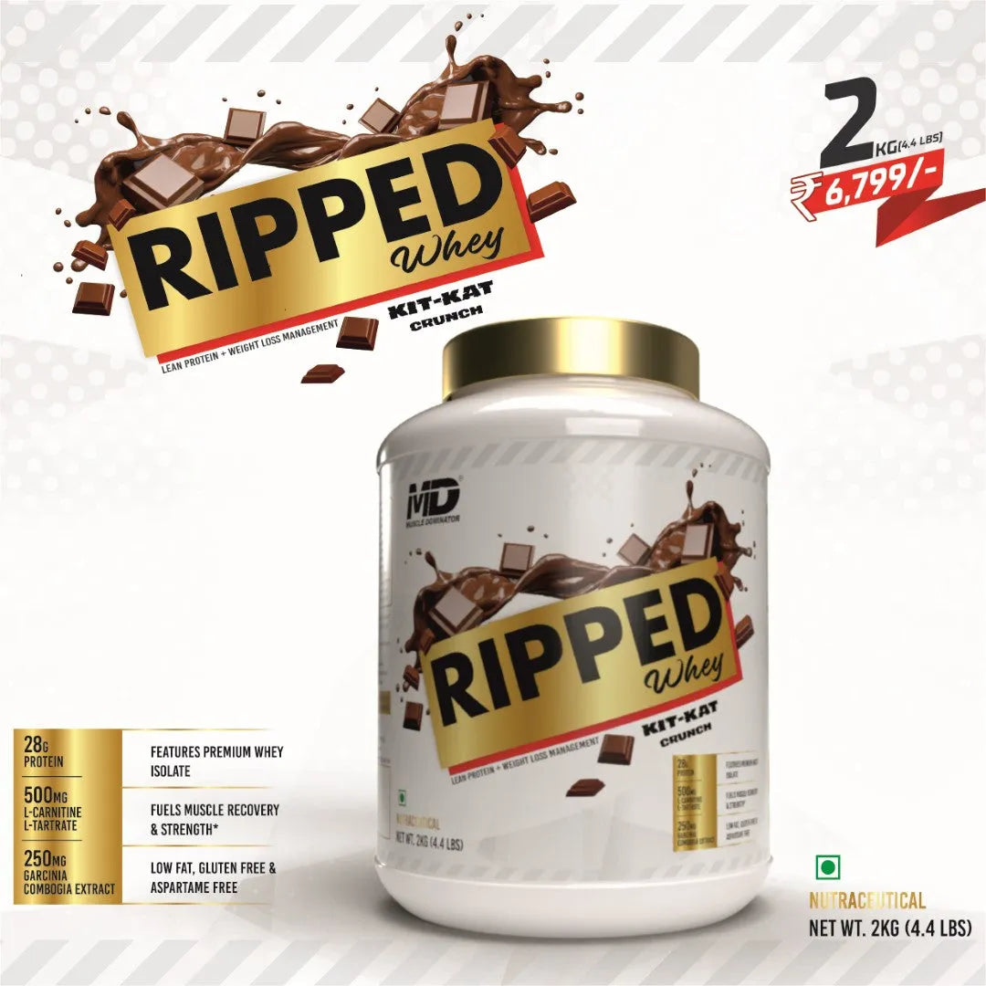 MD Ripped Whey | 28G Protein | 0.5G L-Carnitine, L-Tartrate | 0.25G Garcinia Combogia Extract - Quenchlabz