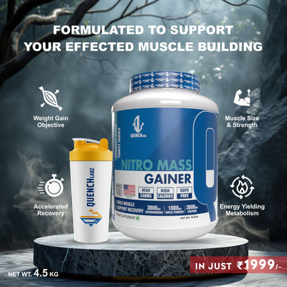 Nitro Mass Gainer | 3G Ashwagandha | 1G Macca | 3G Creatine | with Shaker