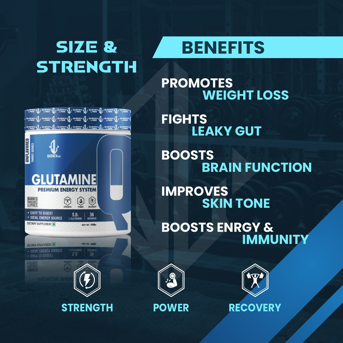 Glutamine 180 gm | Combo pack of 2