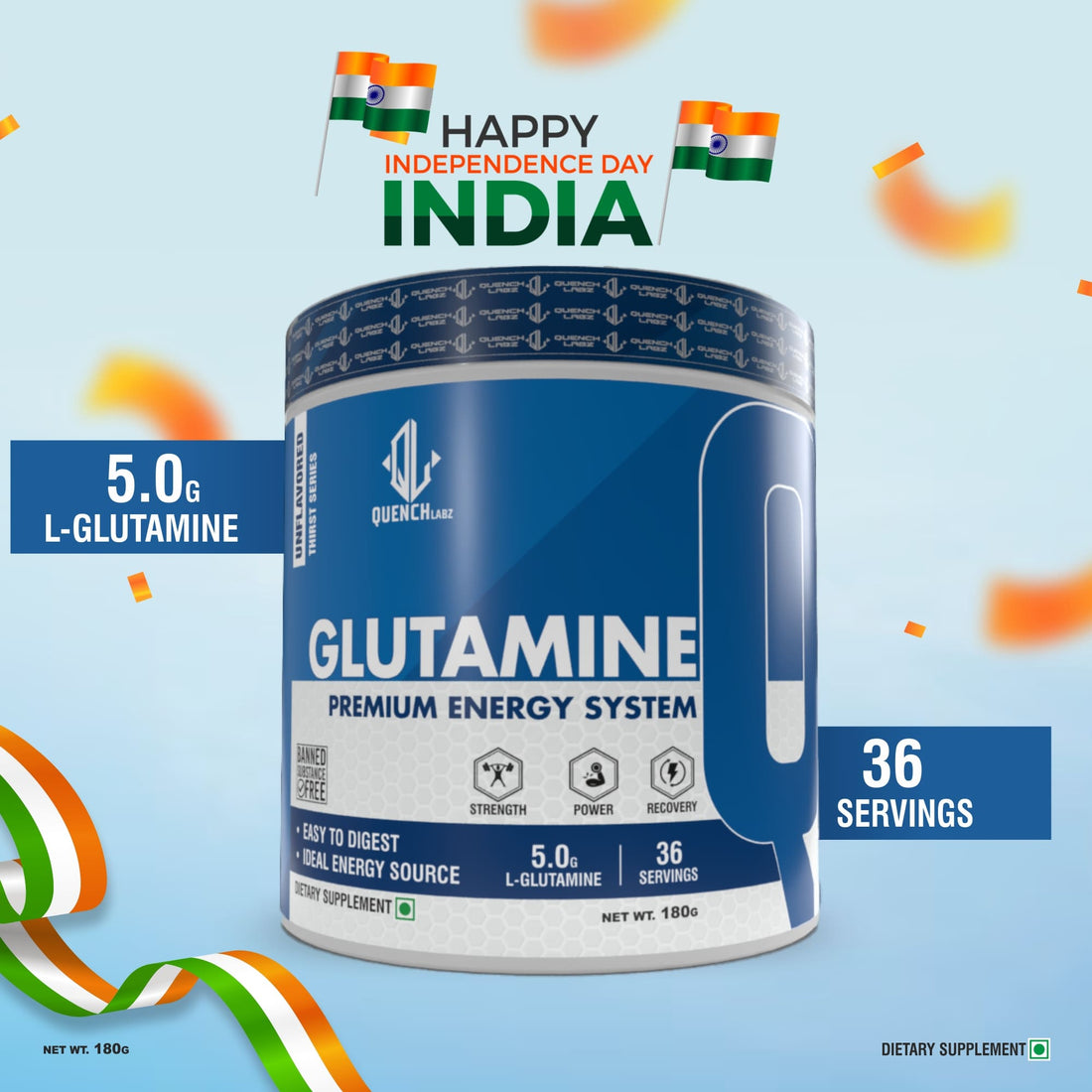 Glutamine 180 gm | Combo pack of 2