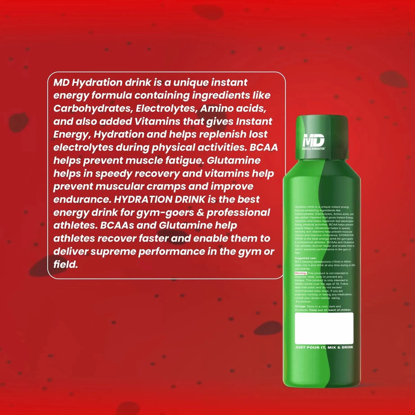 MD Hydration Drink Liquid | 500mg BCAA | 125mg Glutamine