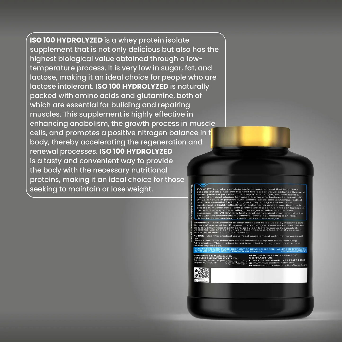 بروتين مصل اللبن المُحلل MD ISO100 | 25 غ بروتين | 2.6 غ ليوسين | 5.5 غ أحماض أمينية متفرعة السلسلة 