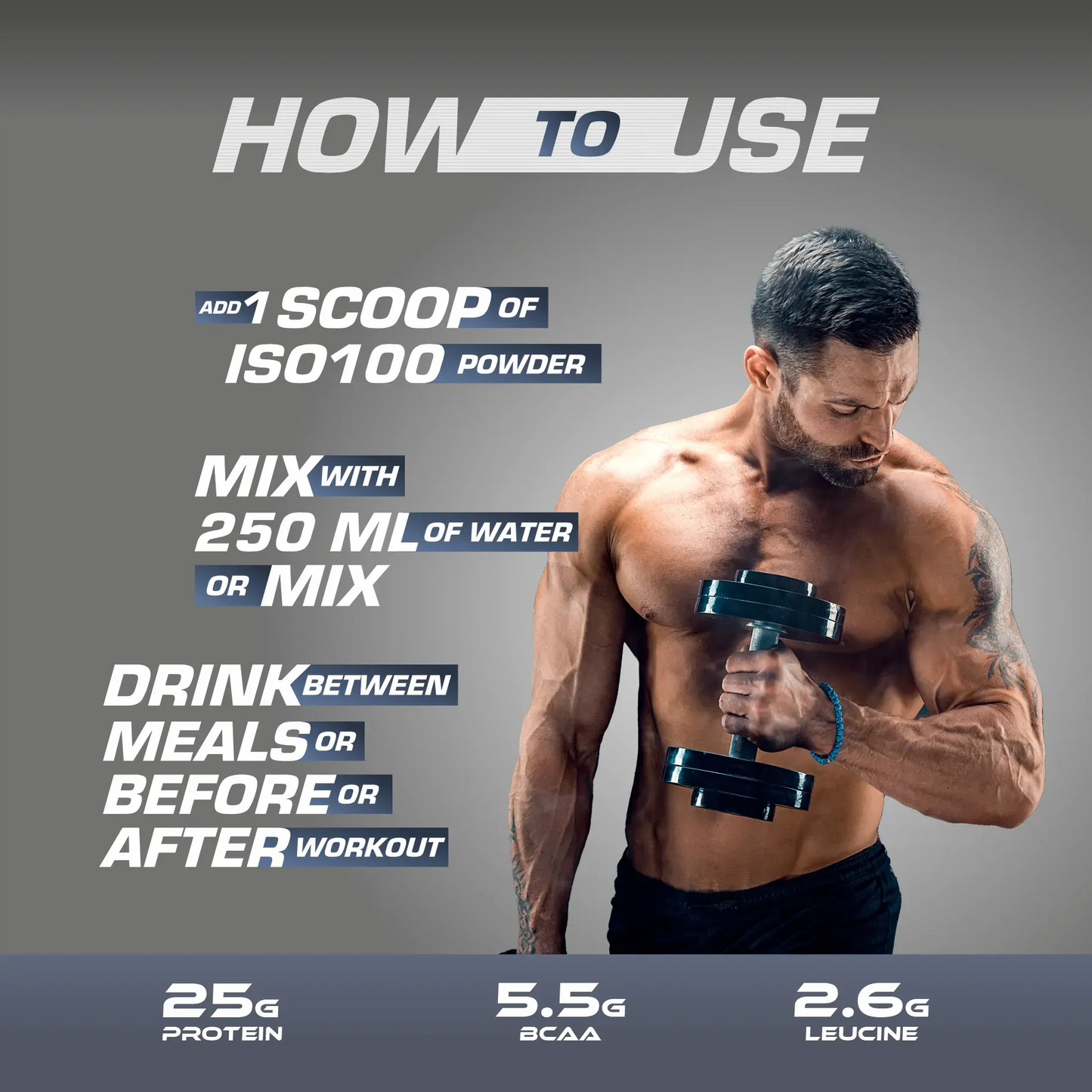 بروتين مصل اللبن المُحلل MD ISO100 | 25 غ بروتين | 2.6 غ ليوسين | 5.5 غ أحماض أمينية متفرعة السلسلة 