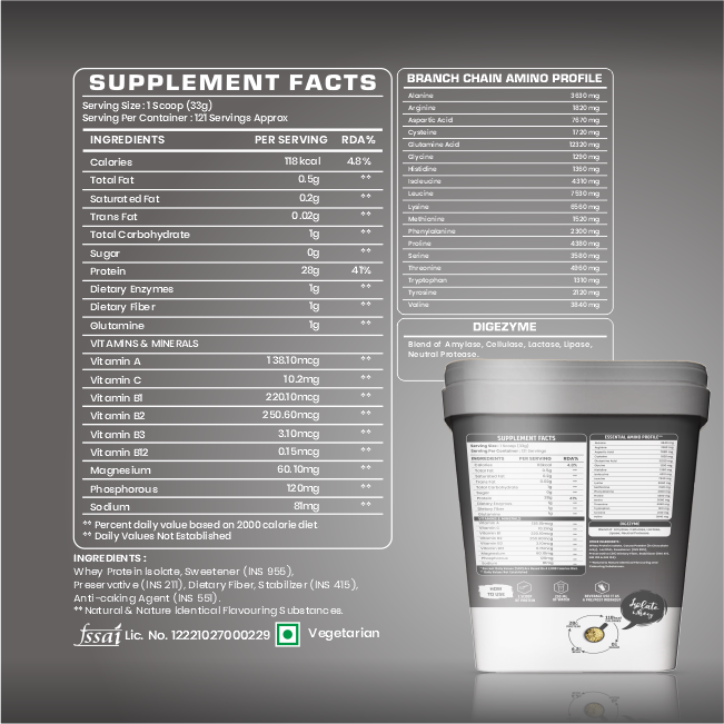 MD Isolate Whey Protein | 28 G Protein | 6 G BCAA