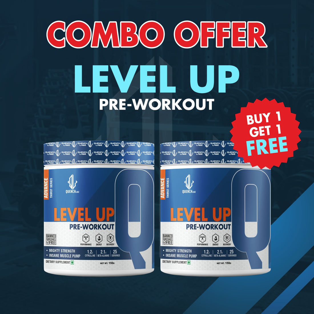 Level up Pre-Workout 150 gm | Combo pack of 2