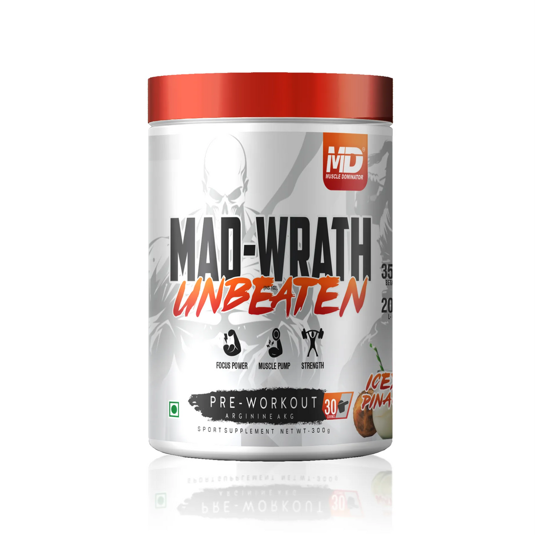 MD Mad-Wrath Unbeaten Pre-Workout | 3.5g Beta-Alanine | 2g L-Citrulline | 30 Serving