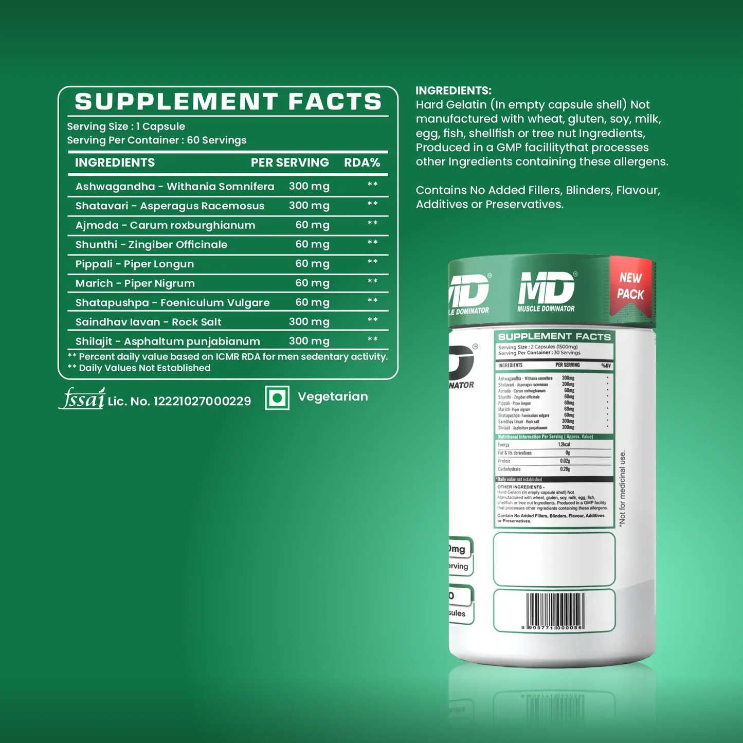 زيادة الكتلة العضلية - تركيبة بناء العضلات 1500 ملغ
