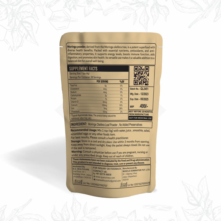 Organic Moringa Powder | Powerhouse of Minerals & Anti Oxidants