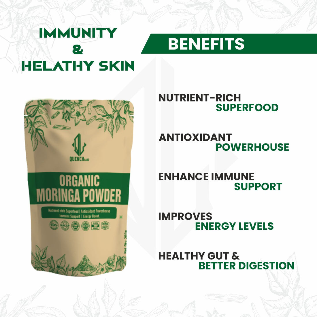 Organic Moringa Powder | Powerhouse of Minerals & Anti Oxidants