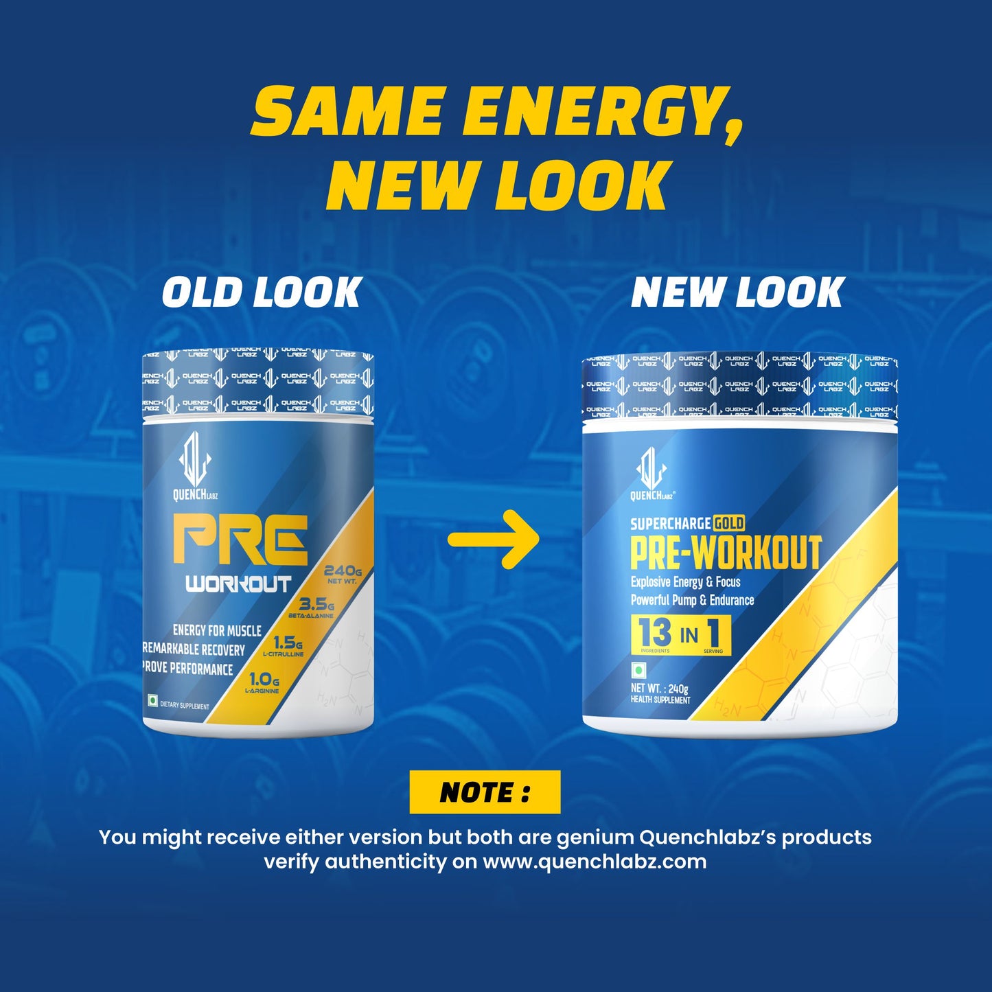 Supercharge Gold Pre Workout | Energy, Focus, Pump, Strength & Endurance Pre Workout