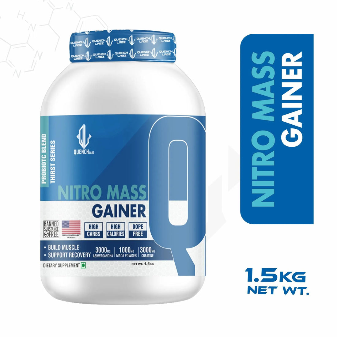 Nitro Mass Gainer | 3G Ashwagandha | 1G Macca | 3G Creatine | with Shaker