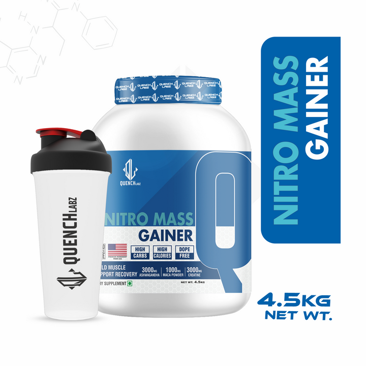 Nitro Mass Gainer | 3G Ashwagandha | 1G Macca | 3G Creatine | with Shaker