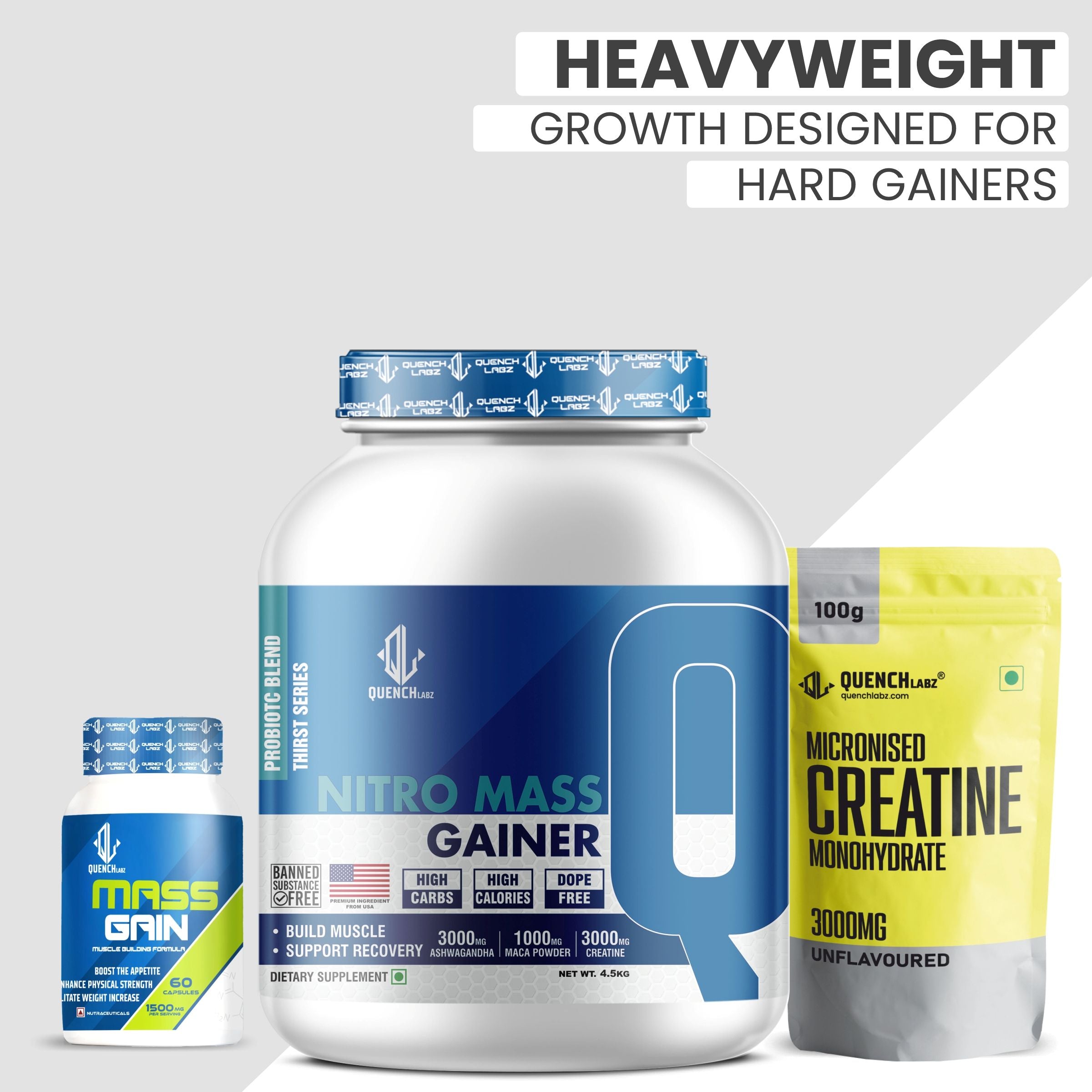 Nitro Mass Gainer | 3G Ashwagandha | 1G Macca | 3G Creatine