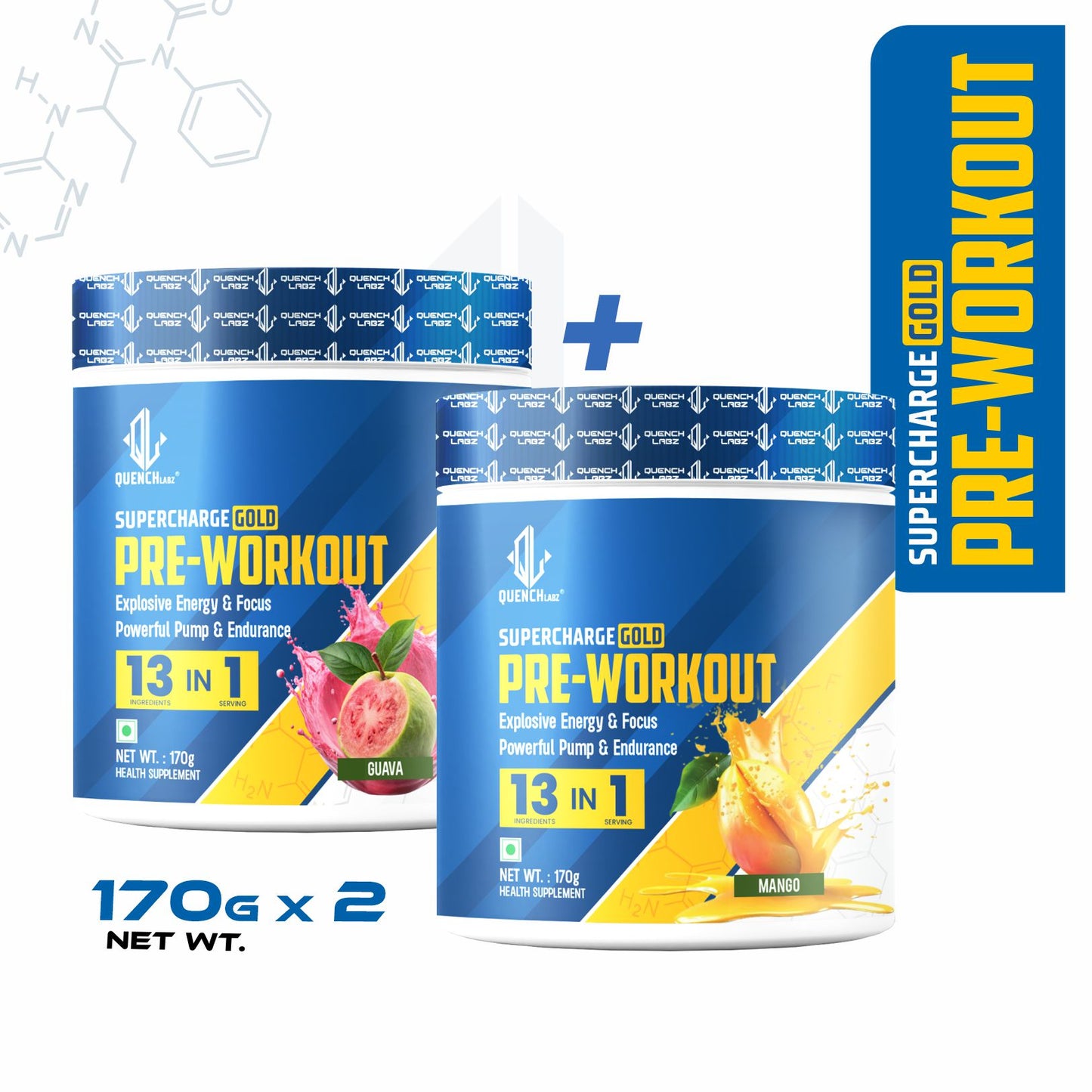 Supercharge Gold Pre Workout | Energy, Focus, Pump, Strength & Endurance Pre Workout