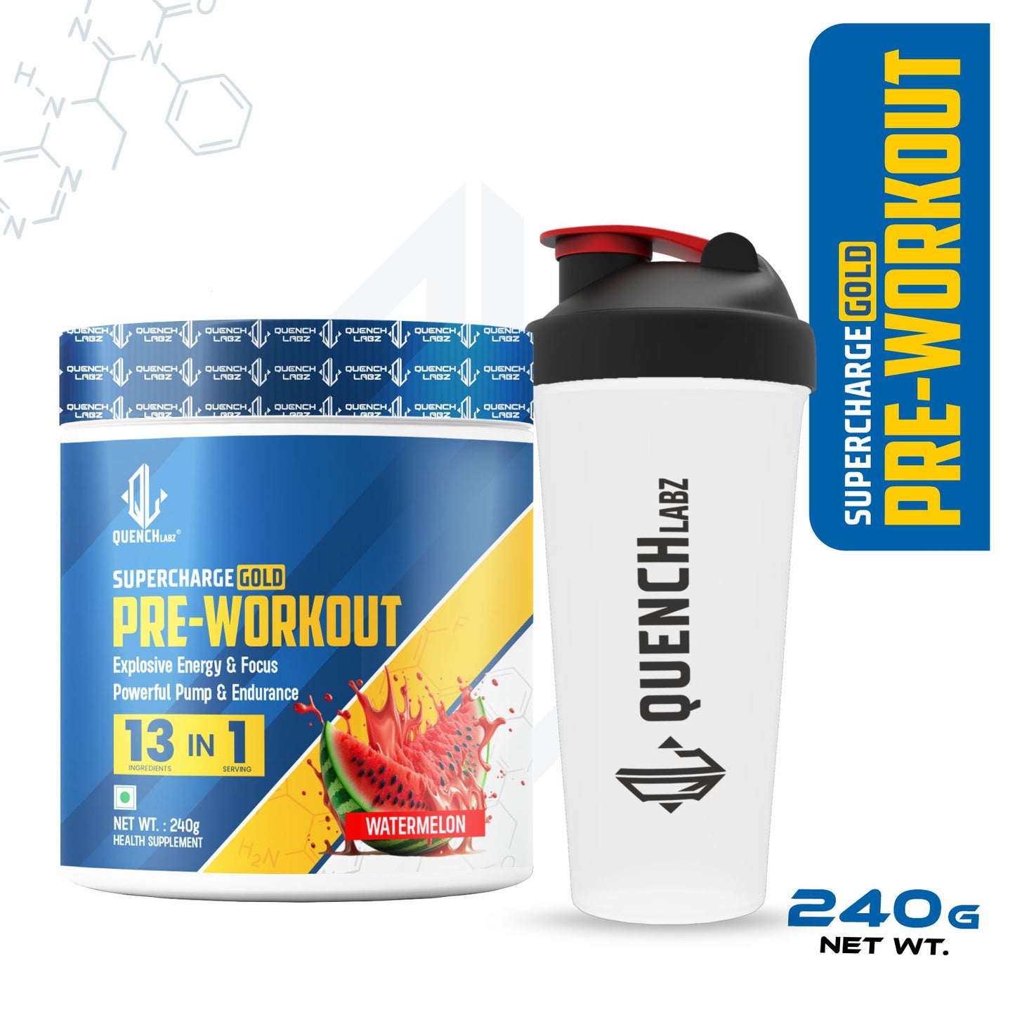 Supercharge Gold Pre Workout | Energy, Focus, Pump, Strength & Endurance Pre Workout