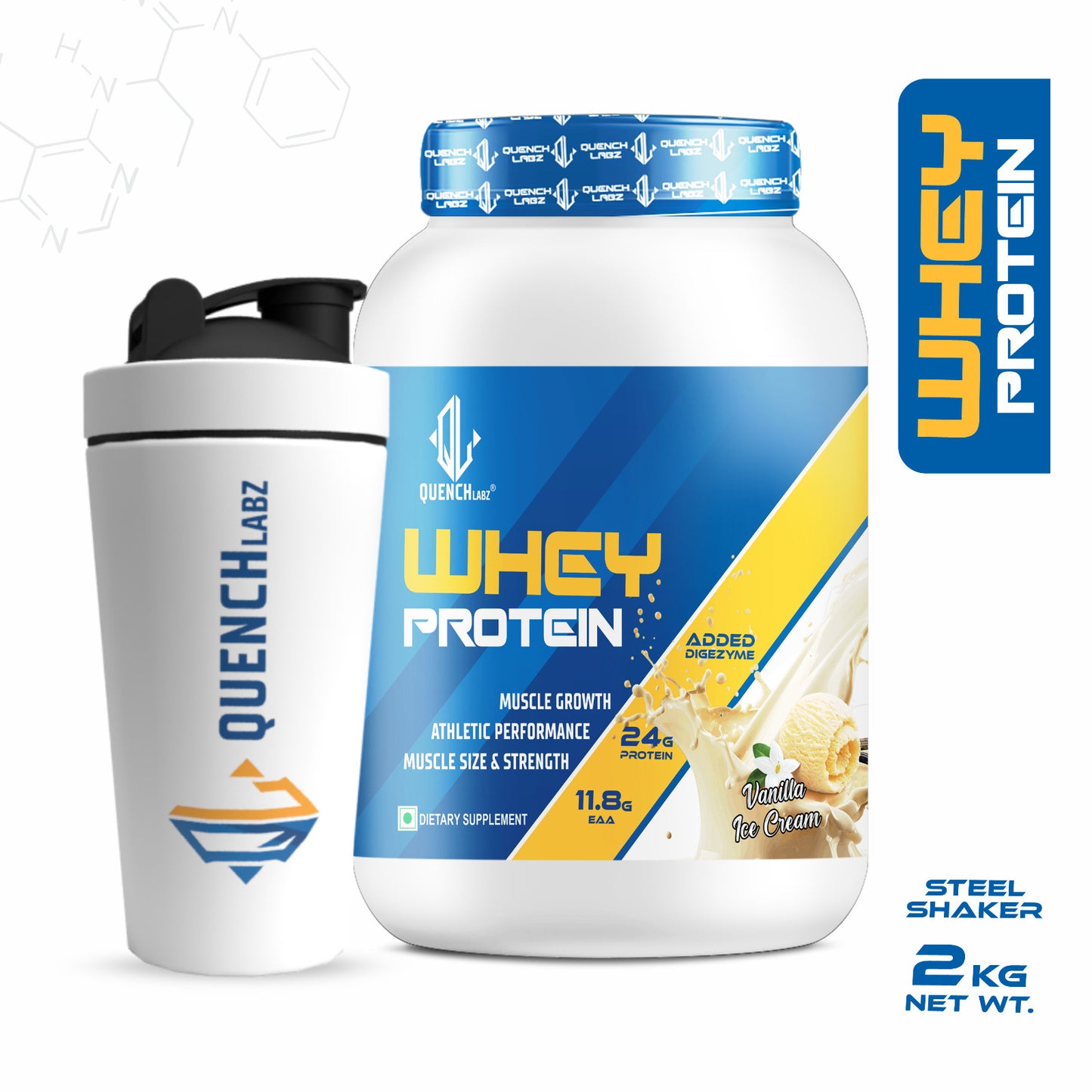 Whey Protein With Free Steel Shaker | Muscle Building and Workout Recovery