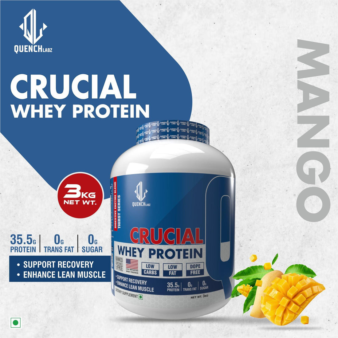 Crucial Whey Protein | Low Carb | 35.5 G Protein - Quenchlabz