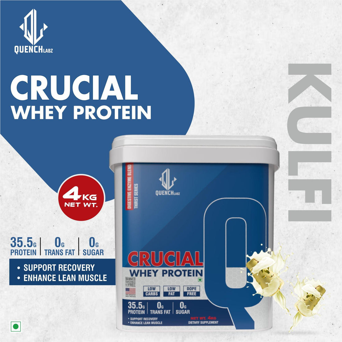 Crucial Whey Protein | Low Carb | 35.5 G Protein - Quenchlabz