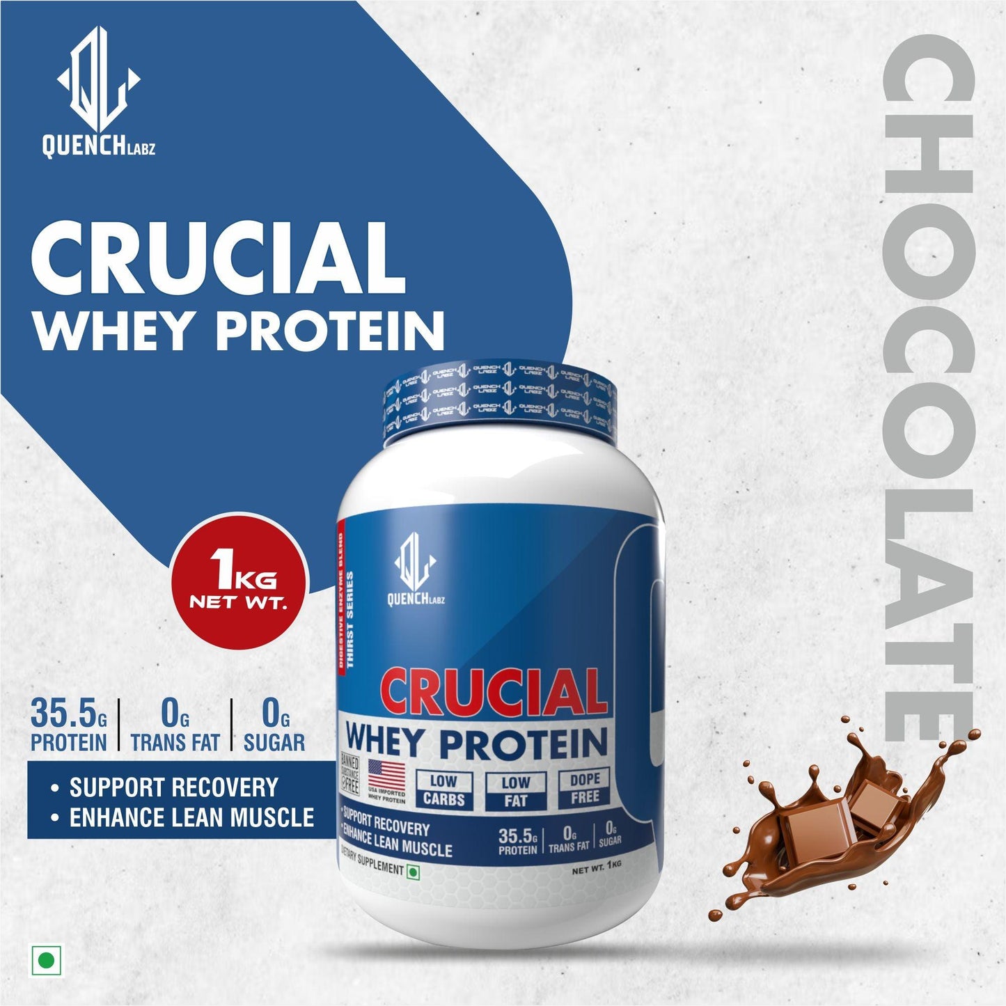 Crucial Whey Protein | Low Carb | 35.5 G Protein - Quenchlabz