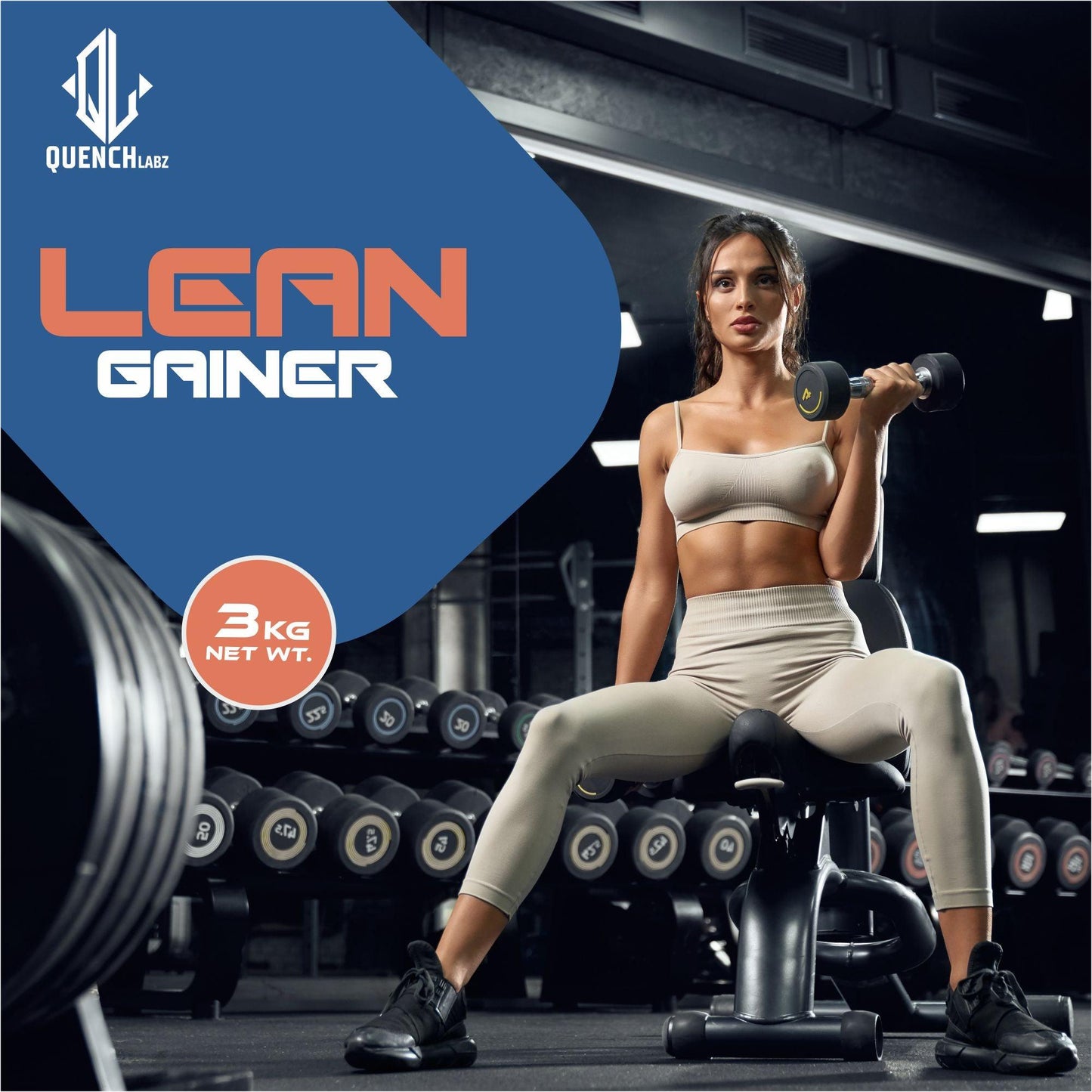 Lean Gainer 3 Kg + Creatine Monohydrate + Shaker 700 ml - Quenchlabz