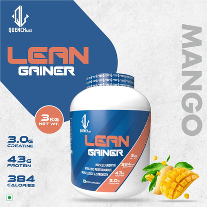 Lean Gainer 3 Kg + Creatine Monohydrate + Shaker 700 ml - Quenchlabz