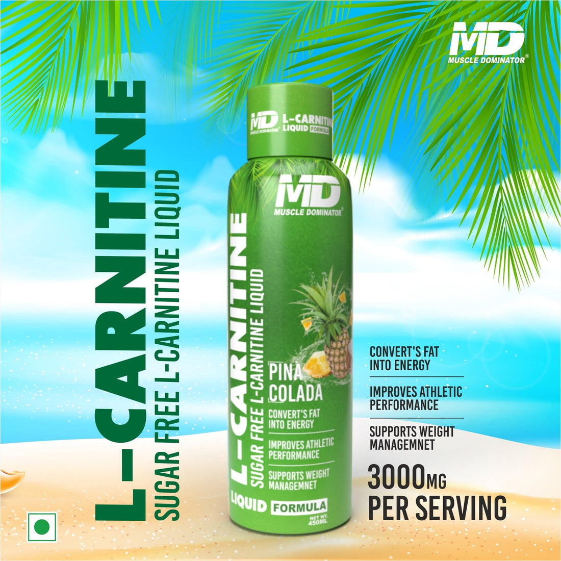 MD L-Carnitine Liquid | 3000 mg L-Carnitine | 500 mg L-Arginine - Quenchlabz