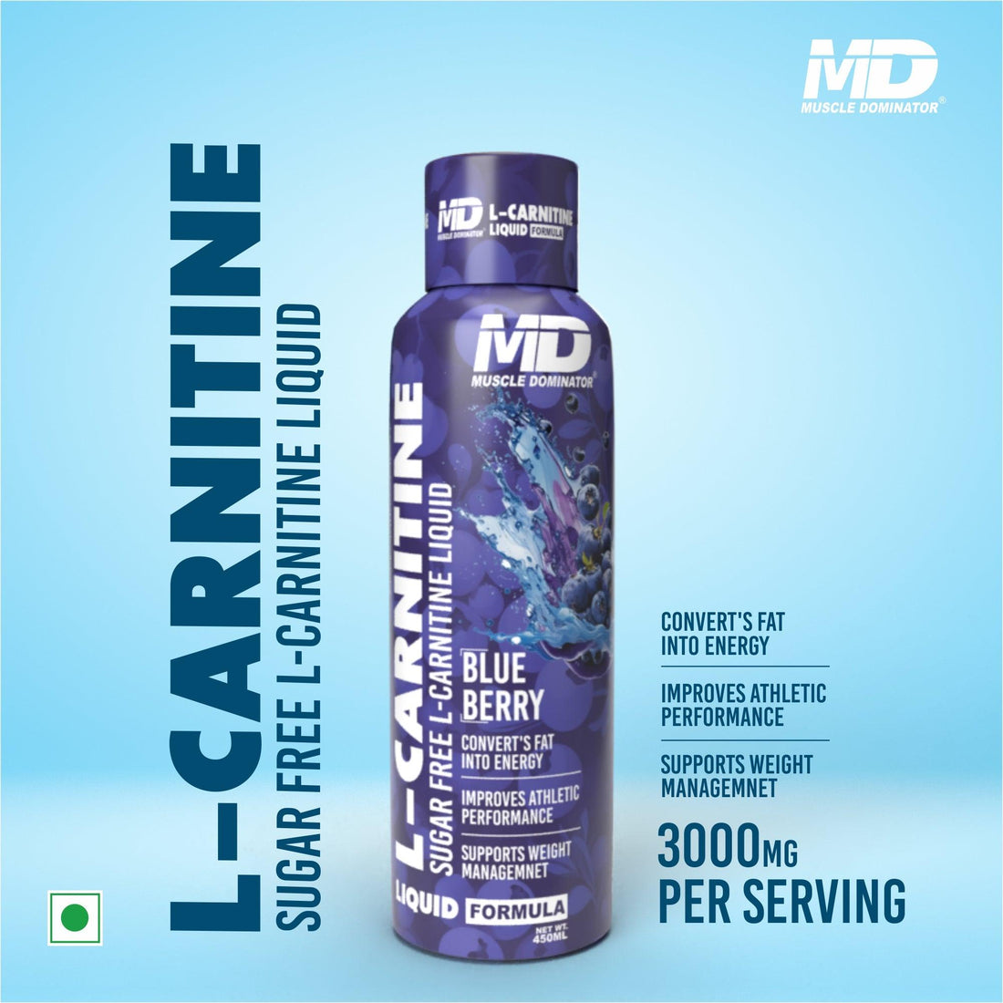 MD L-Carnitine Liquid | 3000 mg L-Carnitine | 500 mg L-Arginine - Quenchlabz