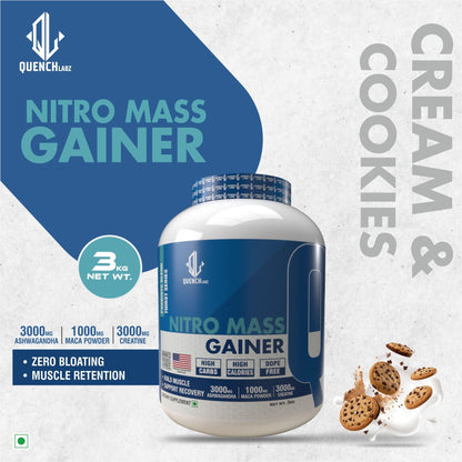 Nitro Mass Gainer | 3G Ashwagandha | 1G Macca | 3G Creatine - Quenchlabz