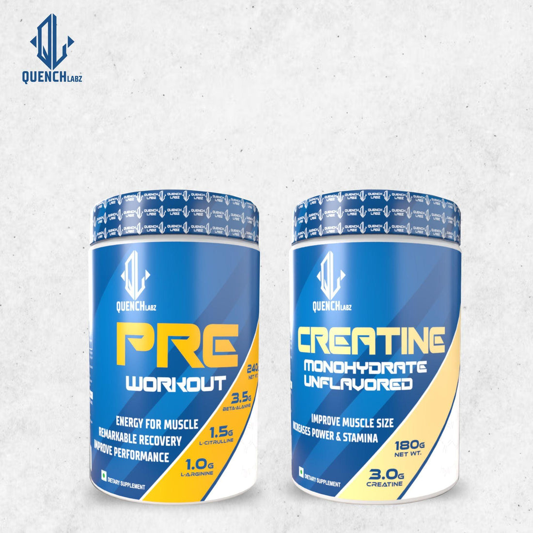 Pre-Workout 240 Gm + Creatine Monohydrate 180 Gm - Quenchlabz