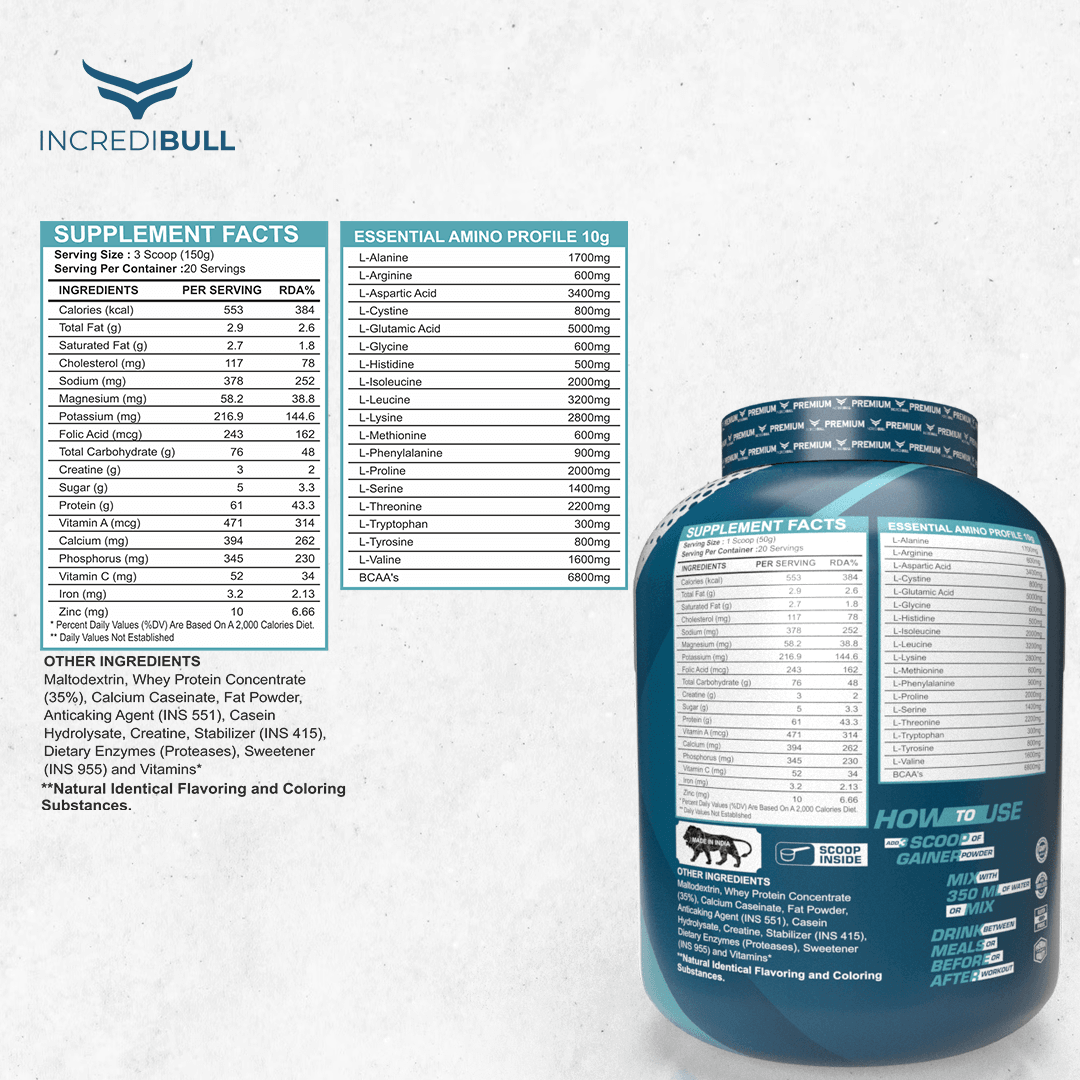 Premium Lean Gainer | 61 G Protein | 3 G Creatine - Quenchlabz