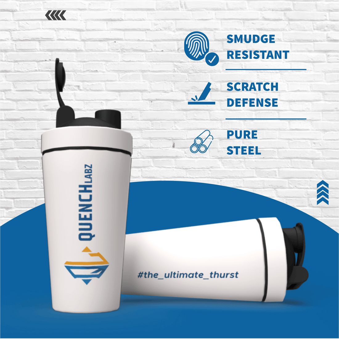 Stainless Steel Shaker - Premium & Durable Gym Shaker - Quenchlabz