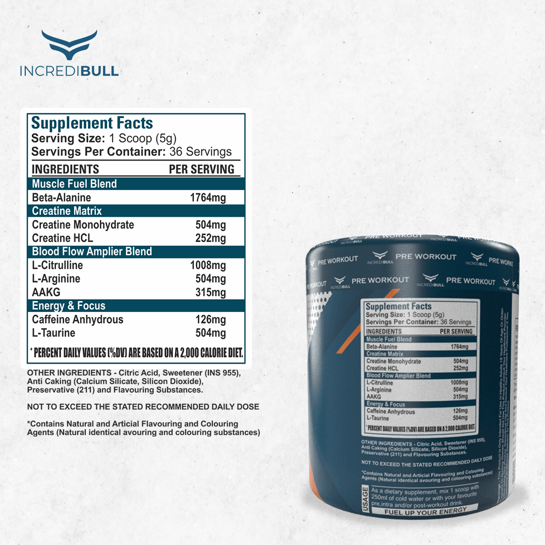 Thunder Pre Workout | 1.7 G Beta Alanine | 1 g Citrulline | 0.5 G L-Arginine - Quenchlabz